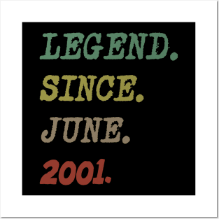 Legend Since JUNE 2001 18th Birthday Gift 18 Yrs Old T / Shirt Straight Outta 2001 18 Year Old 18th Birthday Gift T-Shirt Posters and Art